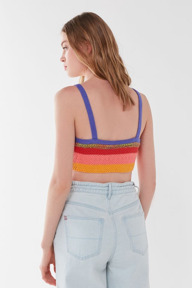 UO Amba Striped Cropped Sweater Tank Top #1
