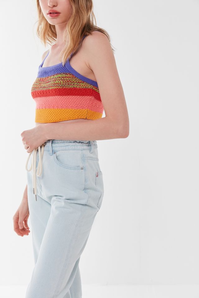 UO Amba Striped Cropped Sweater Tank Top #2