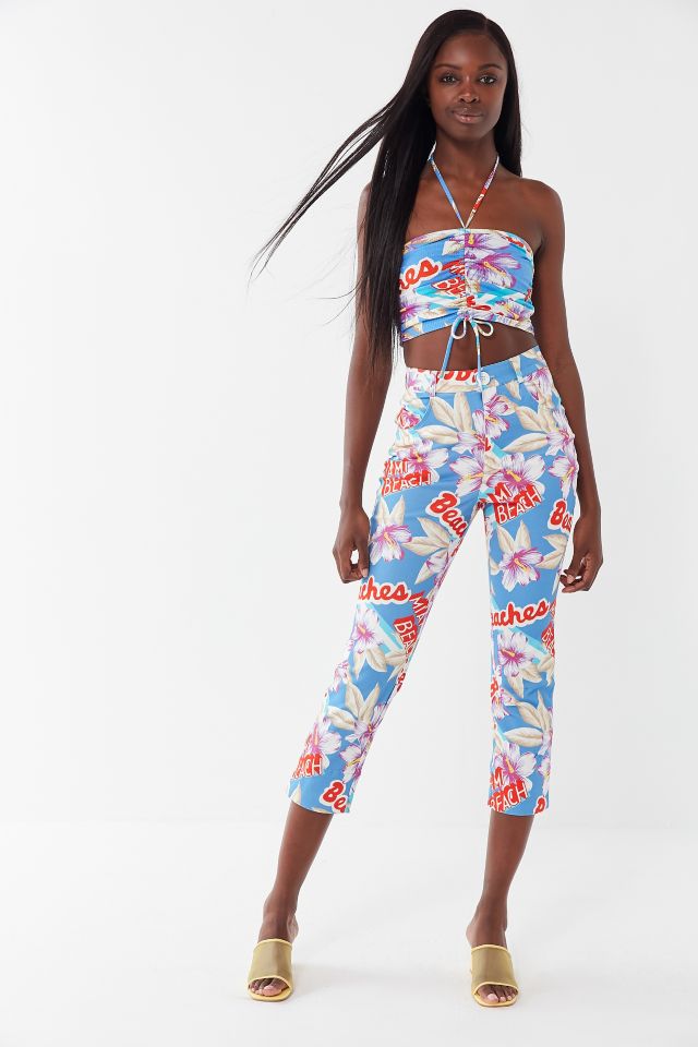 UO Trina Tropical Print Cinched Halter Top #1