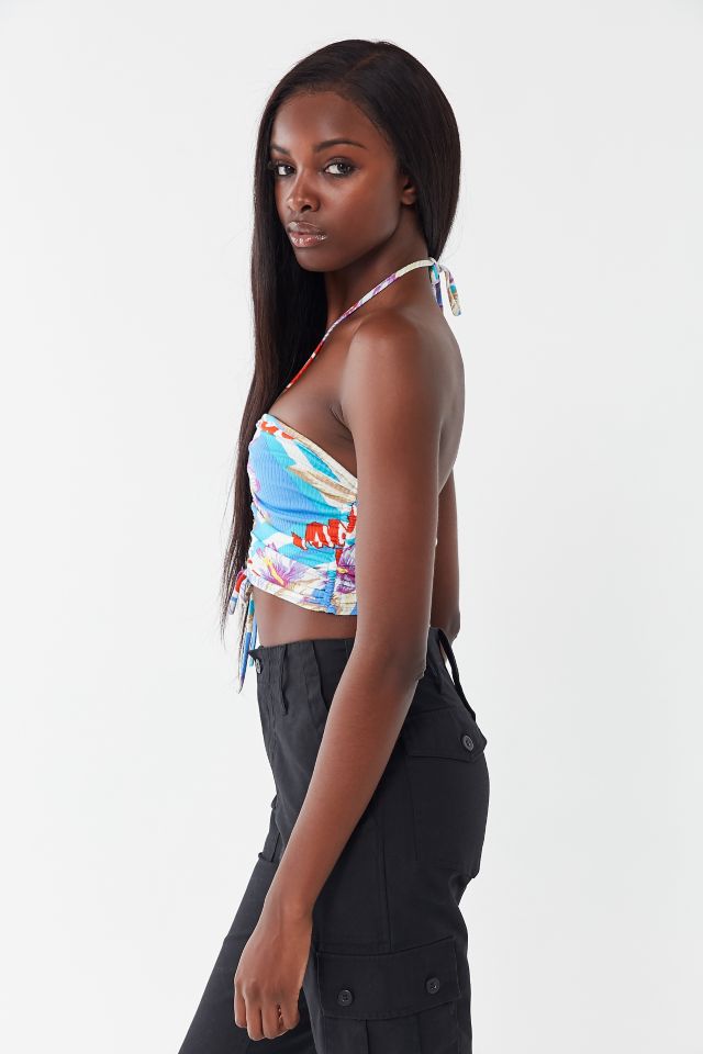 UO Trina Tropical Print Cinched Halter Top #2