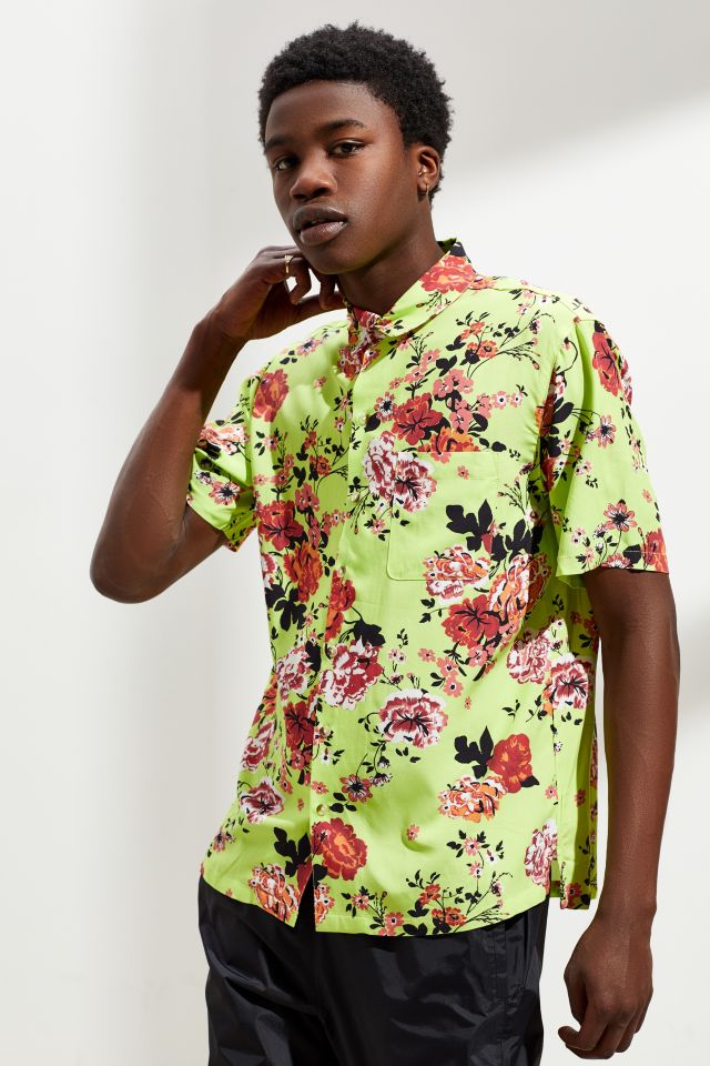 Chemise à Manches Courtes Boutonnée UO Liam Biologique Florale Lime #1