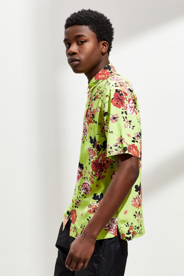 Chemise à Manches Courtes Boutonnée UO Liam Biologique Florale Lime #2