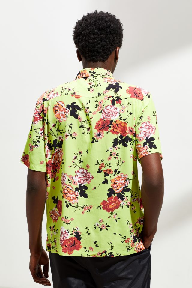Chemise à Manches Courtes Boutonnée UO Liam Biologique Florale Lime #3