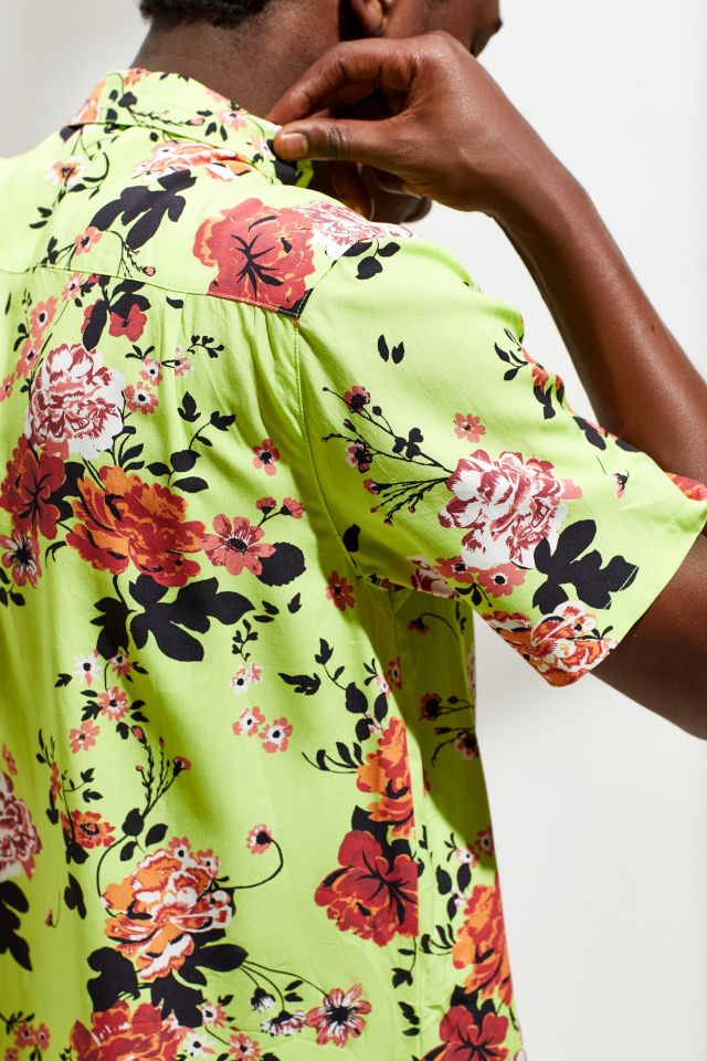 Chemise à Manches Courtes Boutonnée UO Liam Biologique Florale Lime #4