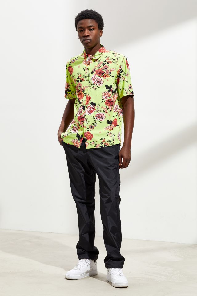 Chemise à Manches Courtes Boutonnée UO Liam Biologique Florale Lime #5