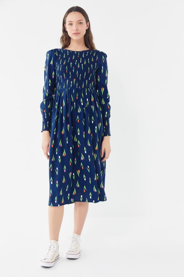 UO Kate Floral Smocked Midi Dress #4