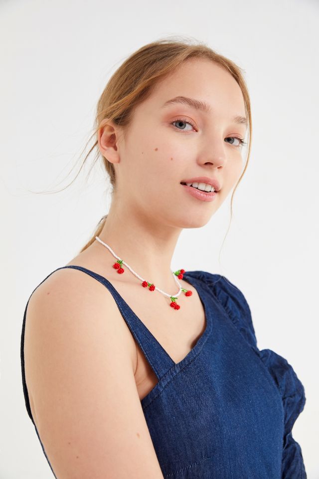 Pura Utz Beaded Cherry Choker Necklace #1