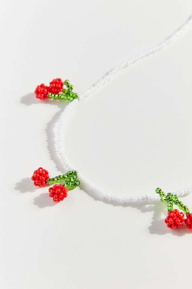 Pura Utz Beaded Cherry Choker Necklace #2