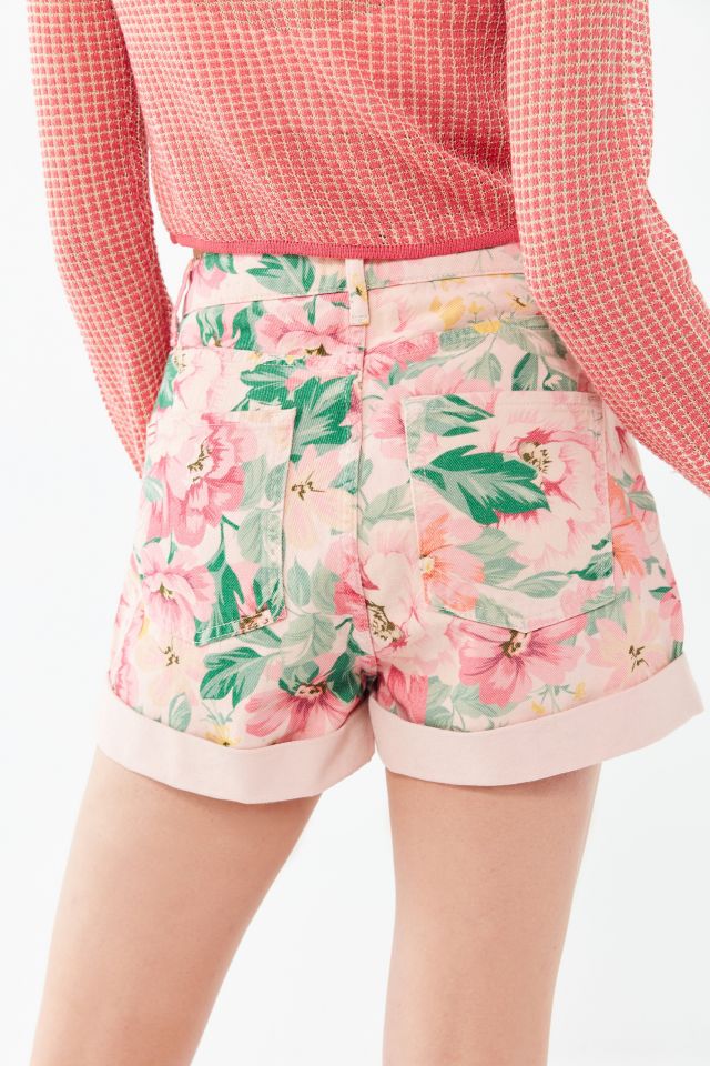 Short style Mom à taille haute en denim BDG – À fleurs #2
