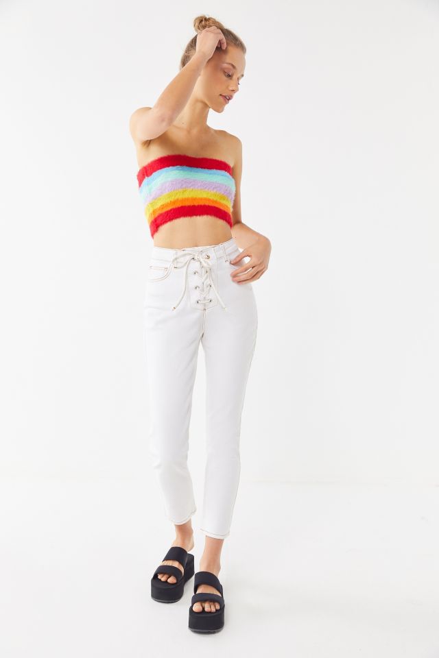 UO Rainbow Eyelash Cropped Tube Top #1