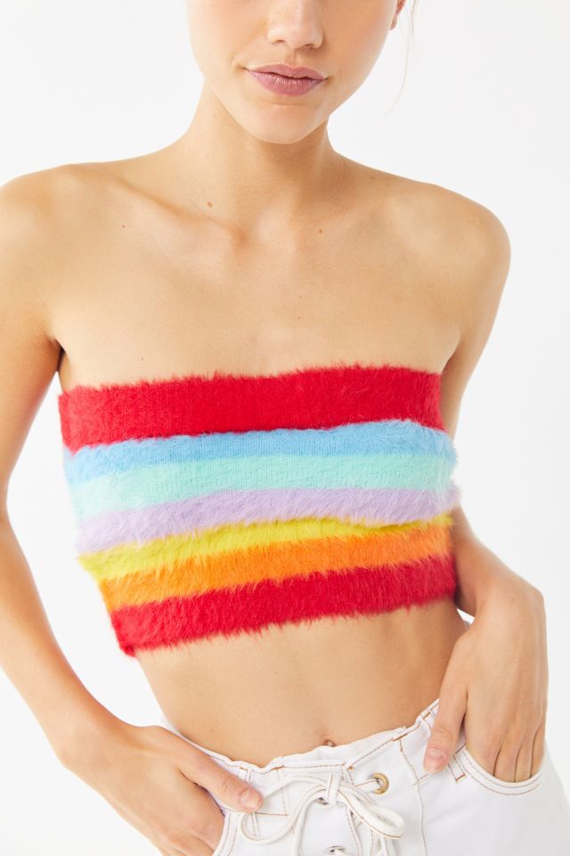 UO Rainbow Eyelash Cropped Tube Top #2