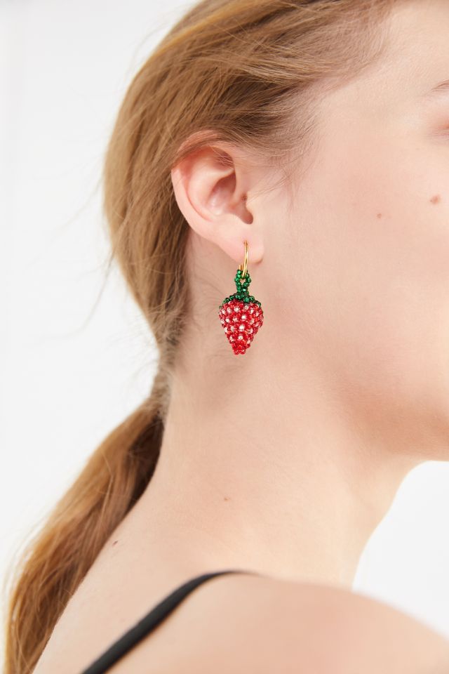 Pura Utz Beaded Strawberry Single Earring