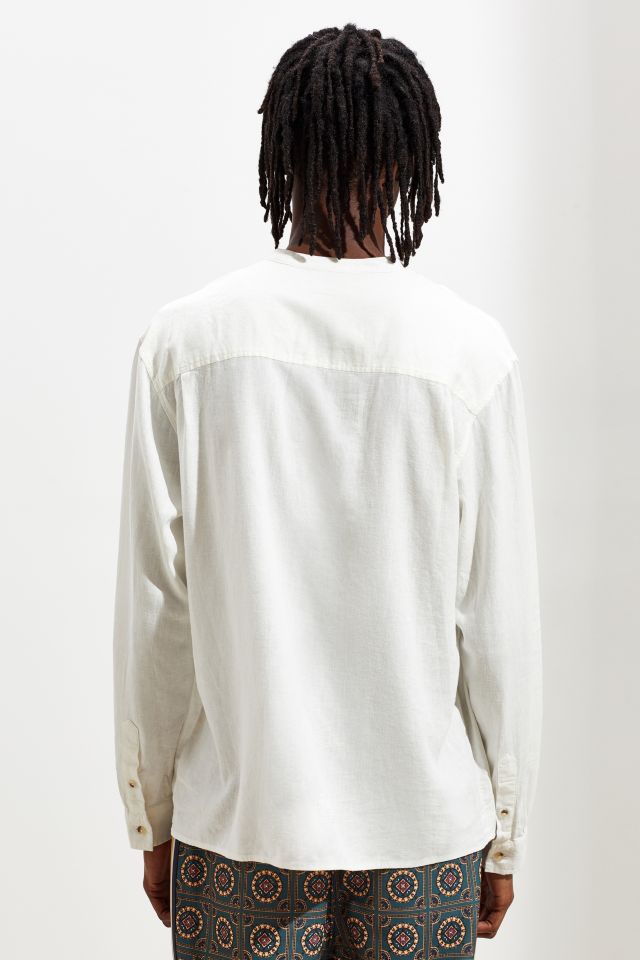 UO Collarless Linen Button-Down Shirt  #4