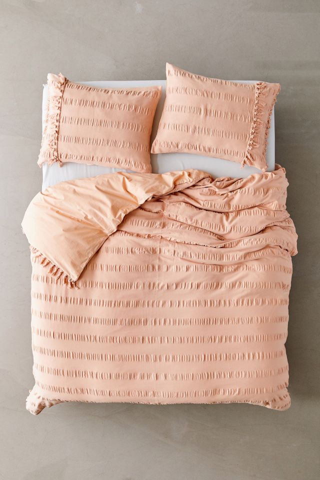 Riley Seersucker Fringe Duvet Cover #1