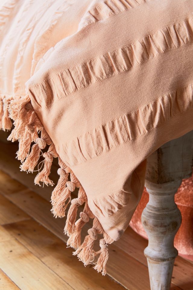 Riley Seersucker Fringe Duvet Cover #2