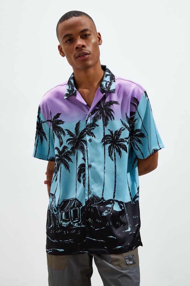 【U LAN】Wavy Bohemian Mix Short Sleeve Shirt men's bohemian crochet short sleeve shirt vibrant geometric
