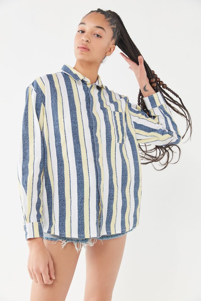 Quiksilver Striped Long Sleeve Button-Down Shirt #1