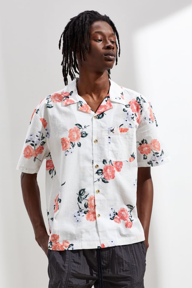 UO Printed Sheer Short Sleeve Button-Down Shirt #1
