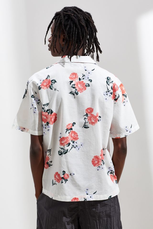 UO Printed Sheer Short Sleeve Button-Down Shirt #3