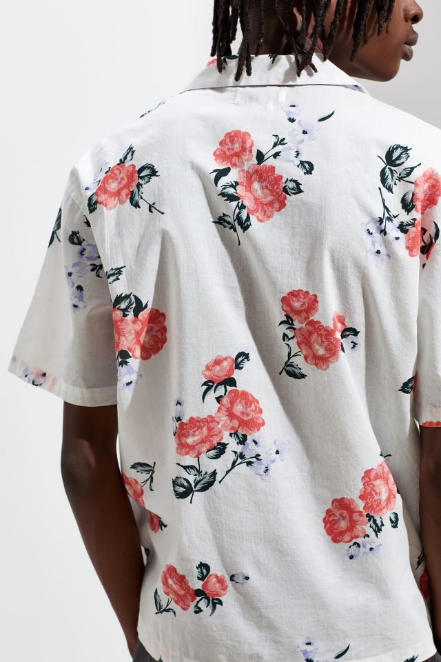 UO Printed Sheer Short Sleeve Button-Down Shirt #4