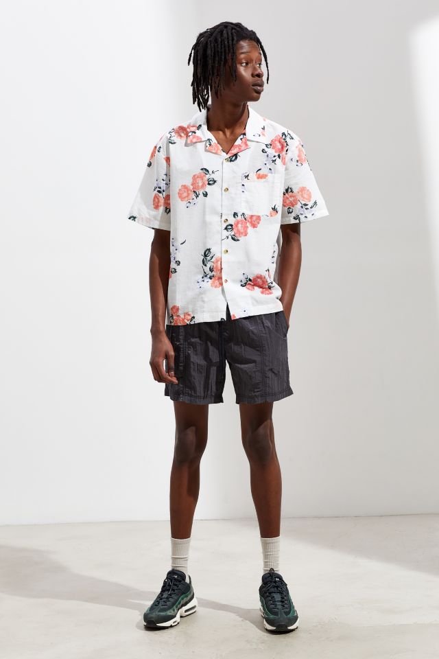 UO Printed Sheer Short Sleeve Button-Down Shirt #5