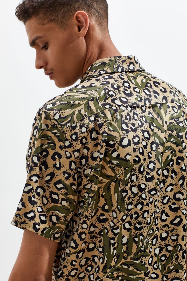 UO Leopard Print Satin Short Sleeve Button-Down Shirt #2