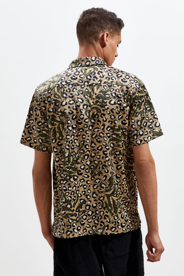 UO Leopard Print Satin Short Sleeve Button-Down Shirt #3