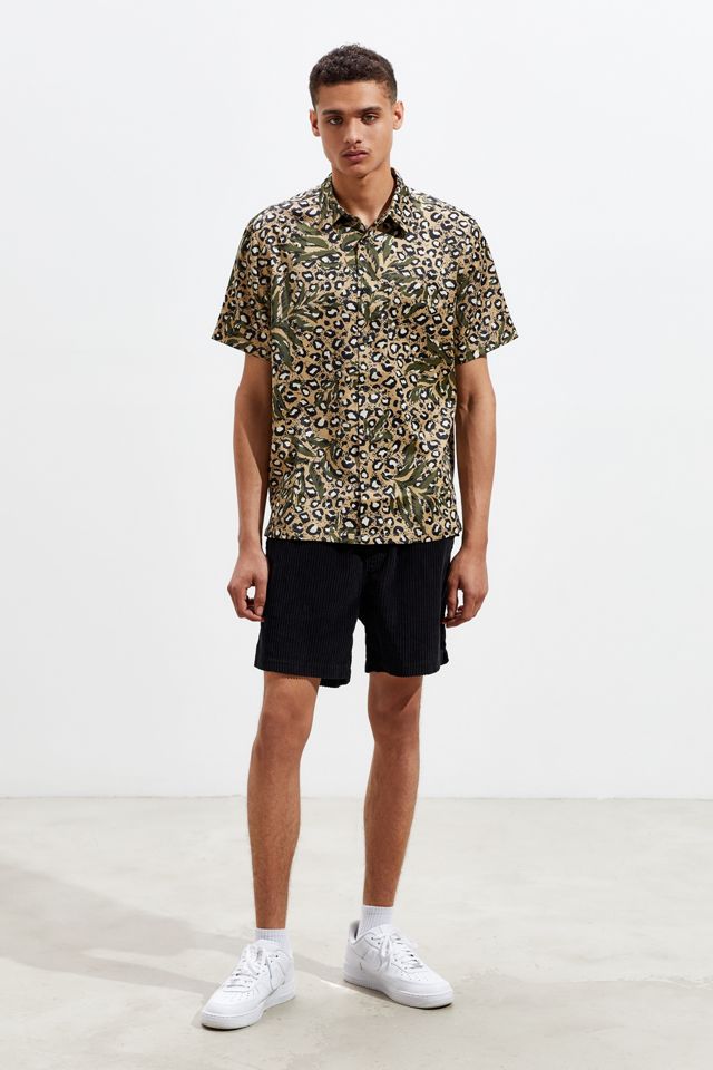 UO Leopard Print Satin Short Sleeve Button-Down Shirt #5
