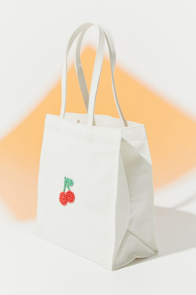 Beaded Canvas Mini Tote Bag #1