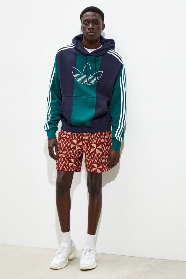 Adidas blue & green off court trefoil pullover online hoodi