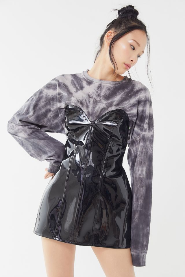 Grayscale Patent Strapless Corset Mini Dress  #3