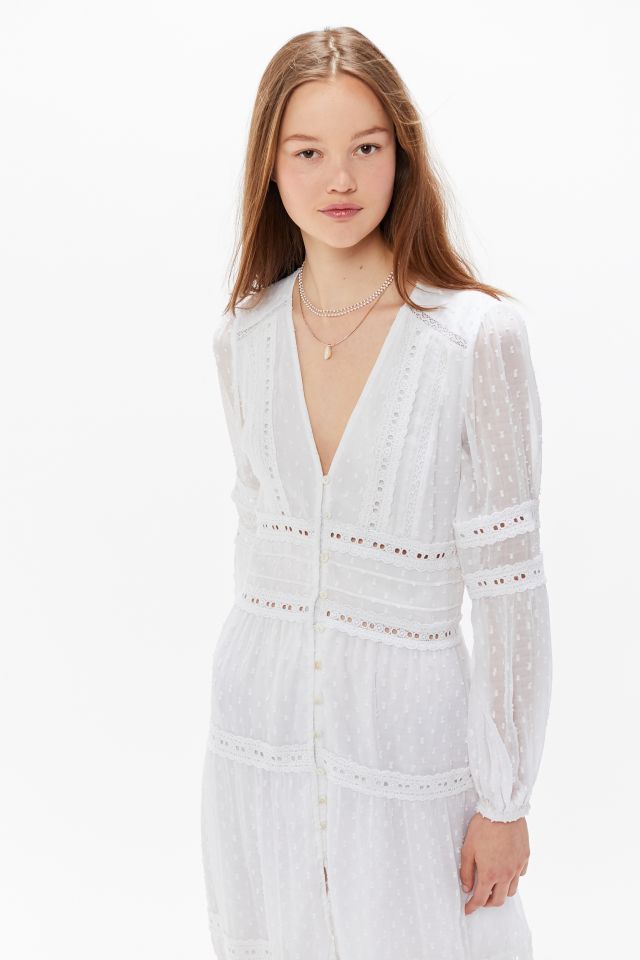 RAHI Solstice Lace Inset Button-Front Maxi Dress #1