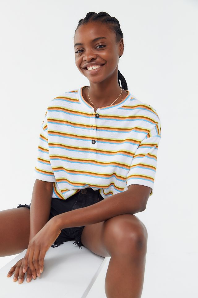 UO Toni Striped Henley Tee | Urban Outfitters