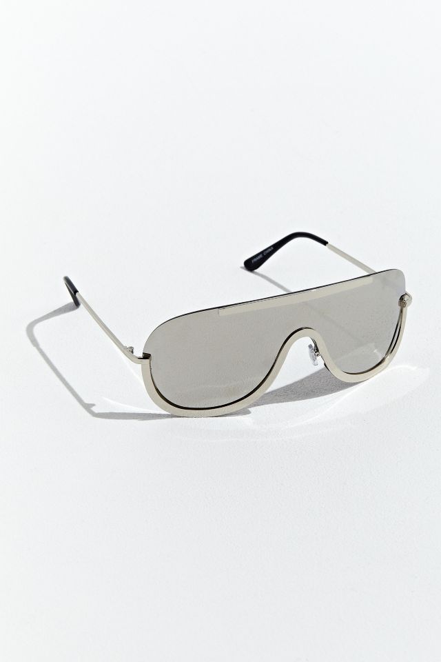 Metal Half Frame Luxe Shield Sunglasses | Urban Outfitters