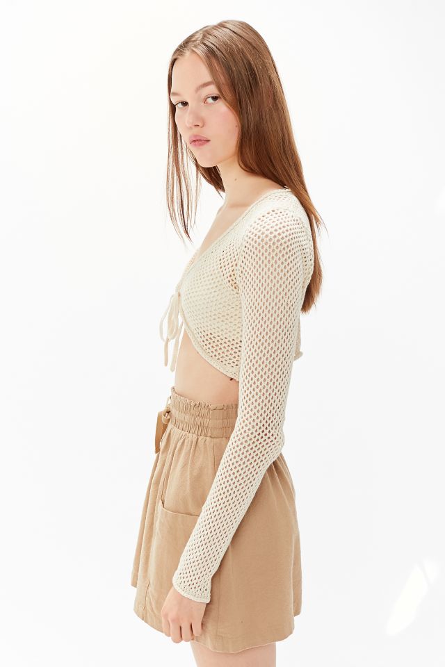 UO Polly Crochet Tie-Front Cardigan