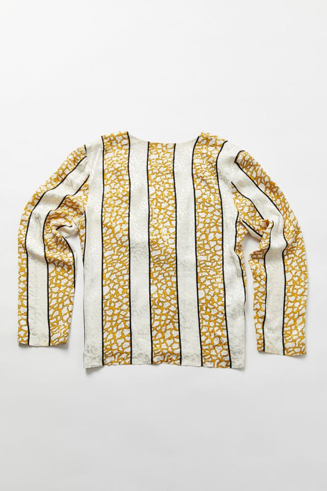 Vintage White + Gold Silk Blouse #2