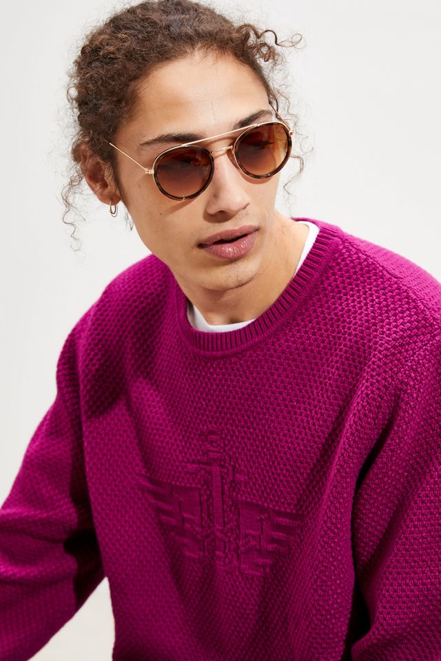 Metal Brow Bar Round Sunglasses   #1