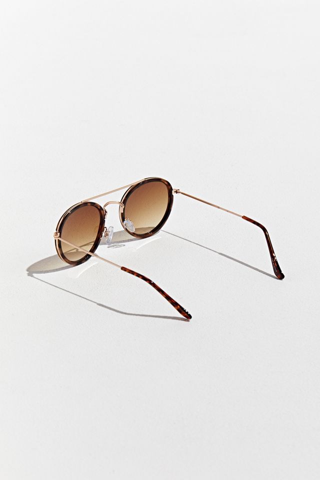 Metal Brow Bar Round Sunglasses   #4