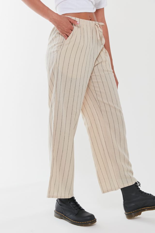 Urban Outfitters Blue Striped Linen Blend Chance Wide Leg Pants, Women's S