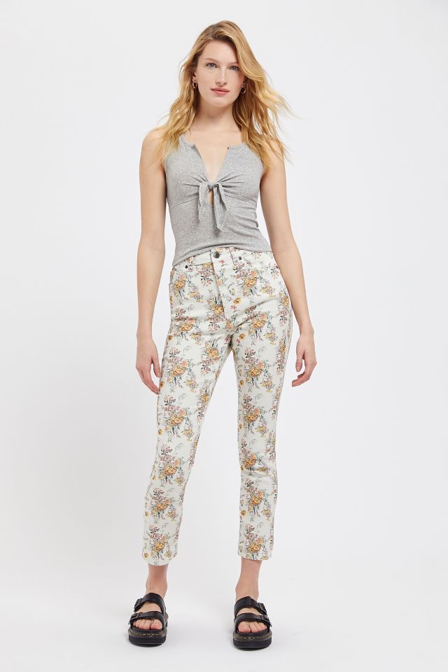 BDG Girlfriend High-Waisted Jean – White Floral | Urban Outfitters