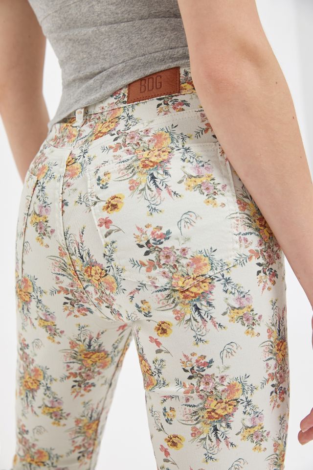 Jean Taille Haute Coupe Girlfriend BDG – Floral Blanc #1