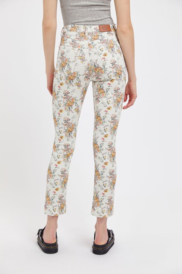 Jean Taille Haute Coupe Girlfriend BDG – Floral Blanc #2