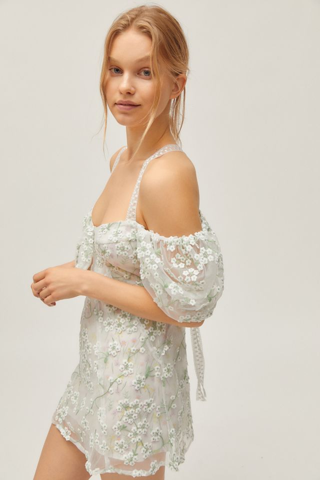 For Love & Lemons clair Floral Embroidered Mini Dress | Urban Outfitters