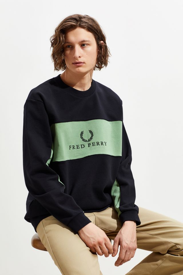 Fred perry panel outlet crew jumper