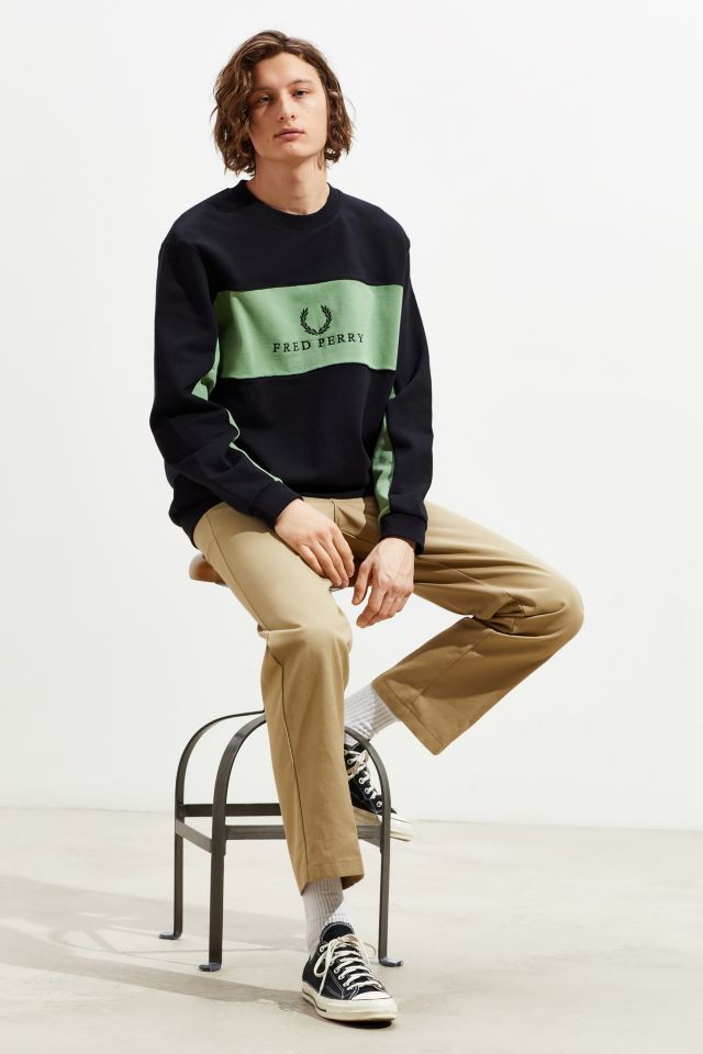 Fred perry piped outlet panel sweatshirt