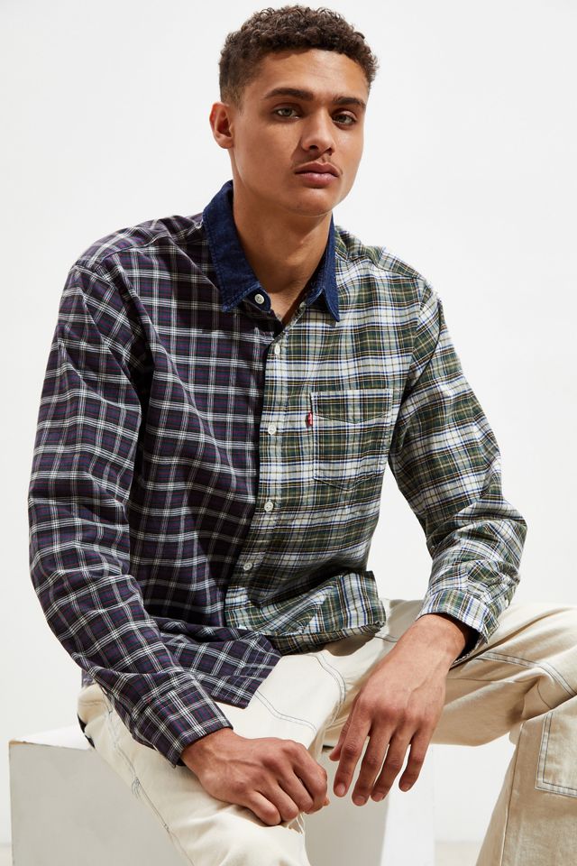 Levi’s Pieced Sunset Spliced Plaid Button-Down Shirt 