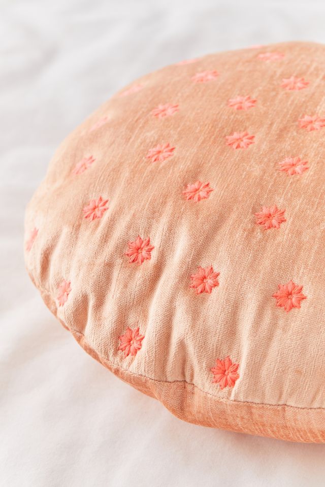 Ditsy Daisy Embroidered Velvet Throw Pillow #2