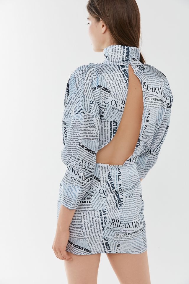 Winter Muse Kenzie Newspaper Print Mini Dress | Urban Outfitters