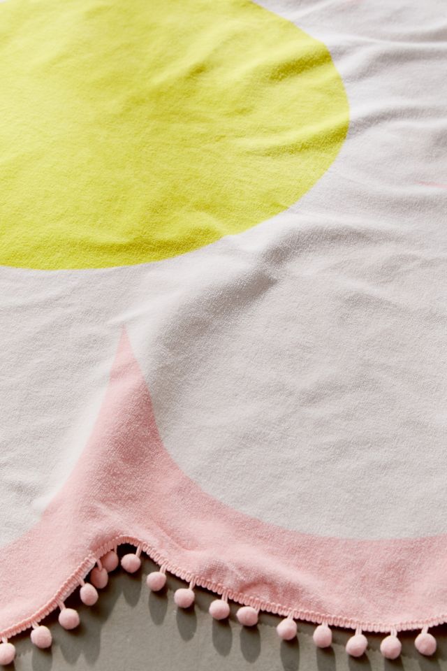  Serviette de plage avec bordure à pompons en forme de marguerite ban.do  #1