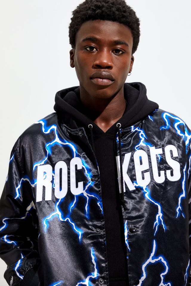 Mitchell Ness Houston Rockets NBA Lightning Satin Jacket Urban Outfitters